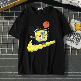 ใหม่ เสื้อยืดแขนสั้นลําลอง พิมพ์ลาย SpongeBob SquarePants star แฟชั่นฤดูใบไม้ผลิ และฤดูร้อน สําหรับผู้ชาย และผู้หญิง 2022