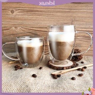 (xavexbxl) ถ้วยแก้วกาแฟทนความร้อน 2 ชั้น X 250 / 350 / 450 มล.