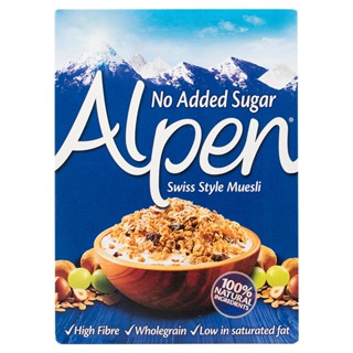 อัลเพนมูสลี่เกล็ดข้าวโอ๊ตและข้าวสาลีผสมผลไม้ถั่ว 560กรัม  /  Alpen Muesli Bret 560g.