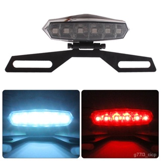 12V 6 LED Motorcycle Rear Tail Light Rear Lights Brake Stop Light Racer Dual Color Lamp Motorbike Accessories Bracket Mo