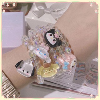 พร้อมส่ง = Sanrio สร้อยข้อมือลูกปัดแก้ว รูปหัวใจ ชินนาม่อนโรล มายเมโลดี้ คุโรมิ แฮนด์เมด แวววาว เครื่องประดับ สําหรับคู่รัก [Sunny]