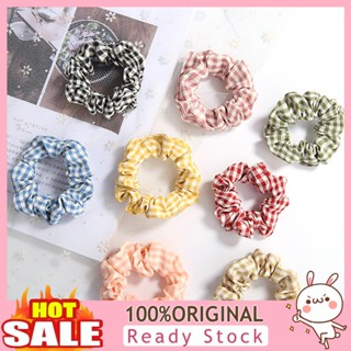 [B_398] Korean Plaid Pattern Hair Fabric Girl Scrunchie Ponytail Elastic Hairband