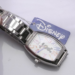 นาฬิกา Vintage มือสองญี่ปุ่น MICKY MOUSE  ใหม่ไม่เคยใช้พร้อมแท็ก ทรงสี่เหลี่ยม กรอบเงิน หน้าปัดการ์ตูน หน้าปัด 33มม