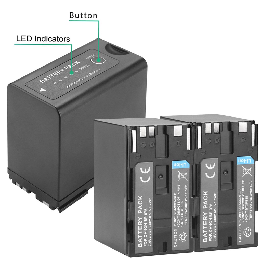7800มิลลิแอมป์ชั่วโมง BP975แบตเตอรี่สำหรับ Canon EOS C100 C300 C500 ES420V BP-975 XHA1 XL2 XM2 XHG1 