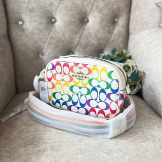 🌈🌈NEW COACH Mini Court Backpack In Rainbow Signature Canvasคอลรุ้งมาใหม่