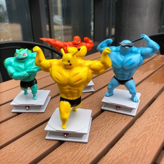 ∏ↂMuscle Pikachu โปเกมอนทำมือของขวัญวันเกิดรุ่น Macho Jenny Turtle Ornament ตุ๊กตาโปเกมอน