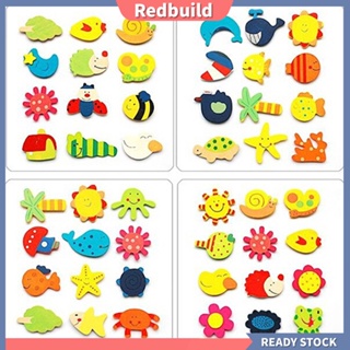 (redbuild) สติกเกอร์แม่เหล็กติดตู้เย็น ลายการ์ตูนน่ารัก ของเล่นเพื่อการศึกษา สําหรับเด็ก 12 ชิ้น