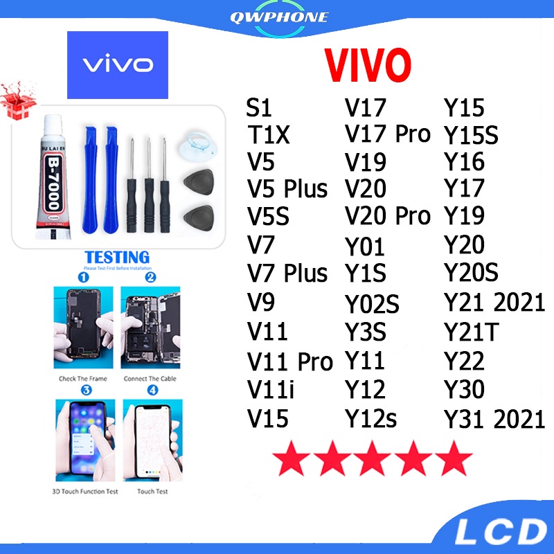 หน้าจอ LCD VIVO S1,T1X,V9,V11,V11i,V15,V17,V19,V20,Y01,Y1S,Y02S,Y3S,Y11,Y12,Y15,Y16,Y17,Y19,Y20,Y21T