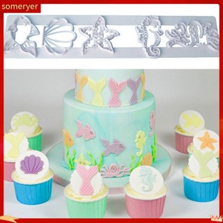 [someryer] Ocean Animals Cute Plastic Fondant Cutter Cake Mold Decorating Tool