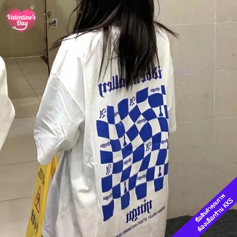 เสื้อยืดผู้หญิงแฟชั่น oversize เสื้อโอเวอร์ไซส์สีขาวผู้หญิง คอกลม สตรีท เสื้อยืดลายการ์ตูนไซส์ใหญ่ เสื้อวินเทจ Women's T-shirt【Crystal_003】