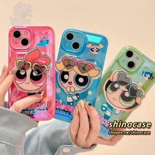 เคสโทรศัพท์มือถือ ลาย The Powerpuff Girls Free Blu-ray พร้อมขาตั้ง สําหรับ iPhone14 13 12 11 Pro Max