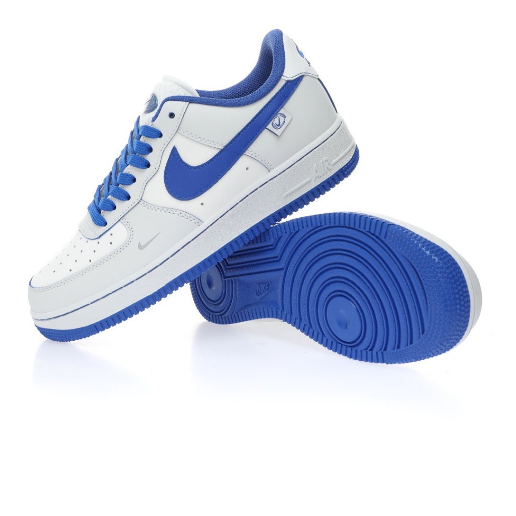 Nike Air Force 1 07 Low GS Grey/White/Blue Mini Swoosh รองเท้ากีฬา