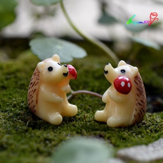 【AG】2Pcs Hedgehog Figurine Mini Resin Decor Succulent Plants Ornaments