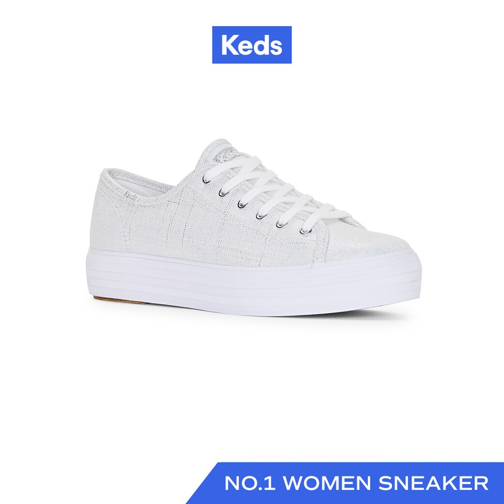 KEDS รองเท้าผ้าใบ มีส้น รุ่น TRIPLE KICK METALLIC TEXTILE สีเงิน ( WF67654 )