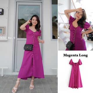 Chic No.9 : ชุดเดรส Dress - Magenta Long เดรสออกงาน เดรสเที่ยวคาเฟ่ 👋ปัดซ้ายที่รูปเพื่อดูขนาดสินค้า