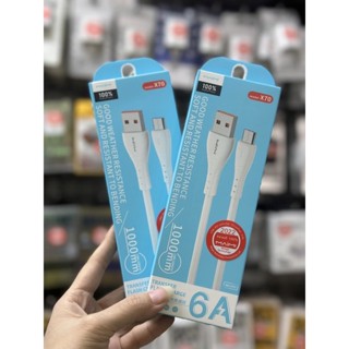 พร้อมส่ง🇹🇭สายชาร์จ ยี่ห้อ Maimi X70 มียาว 1เมตร USB DATA CABLE ชาร์จเร็ว จ่ายไฟ 6A สำหรับ IP/Android/Micro/Type-C งานด