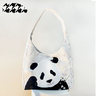 ✖๑✠Pandamomo Giant Panda Original กระเป๋าสะพายไหล่ Niche Floral Twill Oxford Cloth Bag Summer Cartoon Cute