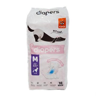 ผ้าอ้อมสุนัข FOFOS DIAPERS FEMALE DOG SIZE M แพ็ก 16 ชิ้น