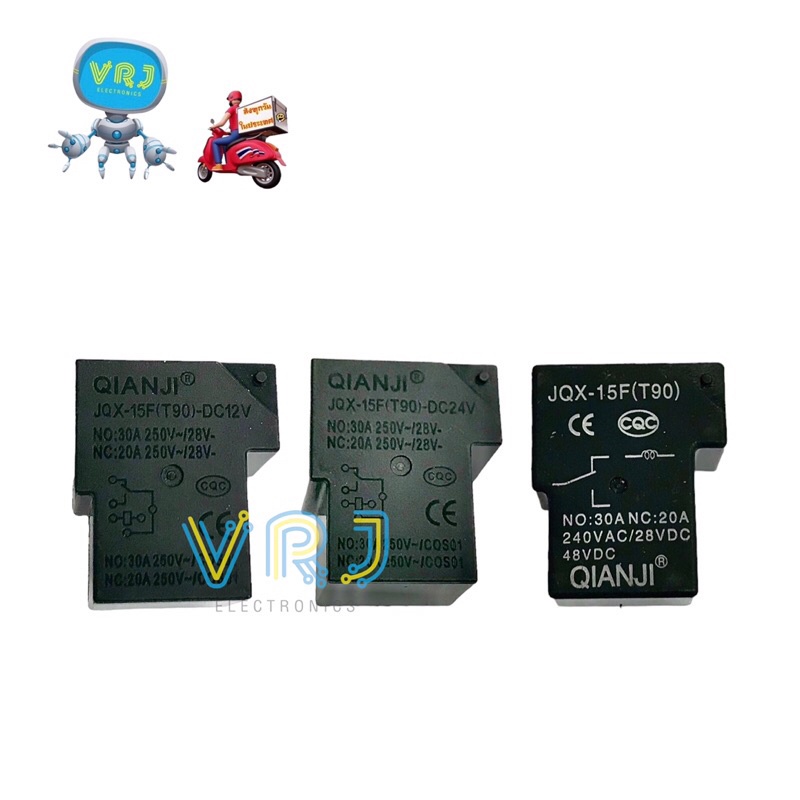 Relay รีเลย์ JQX-15F(90)12VDC,24VDC, 48VDC 6ขาลงปริ๊น NO-30A NC-20A