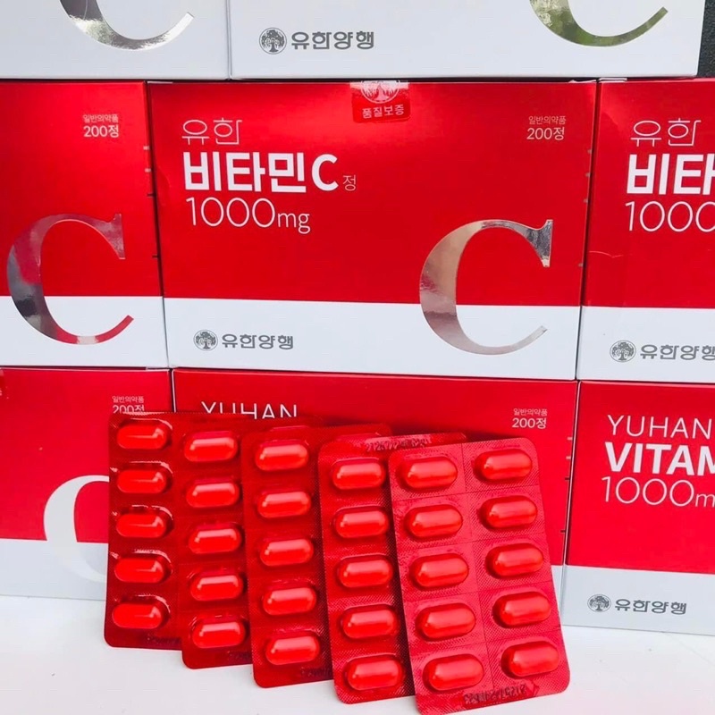 วิตามินซีแท้ Yuhan Vitamin C 1000mg วิตามินซีพี่จุน (แบ่งขาย1แผง10เม็ด) EXP11/25