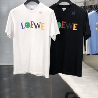 Loewe เสื้อยืดแขนสั้น ผ้าฝ้าย พิมพ์ลายตัวอักษร ทรงหลวม แฟชั่นฤดูร้อน สําหรับผู้ชาย