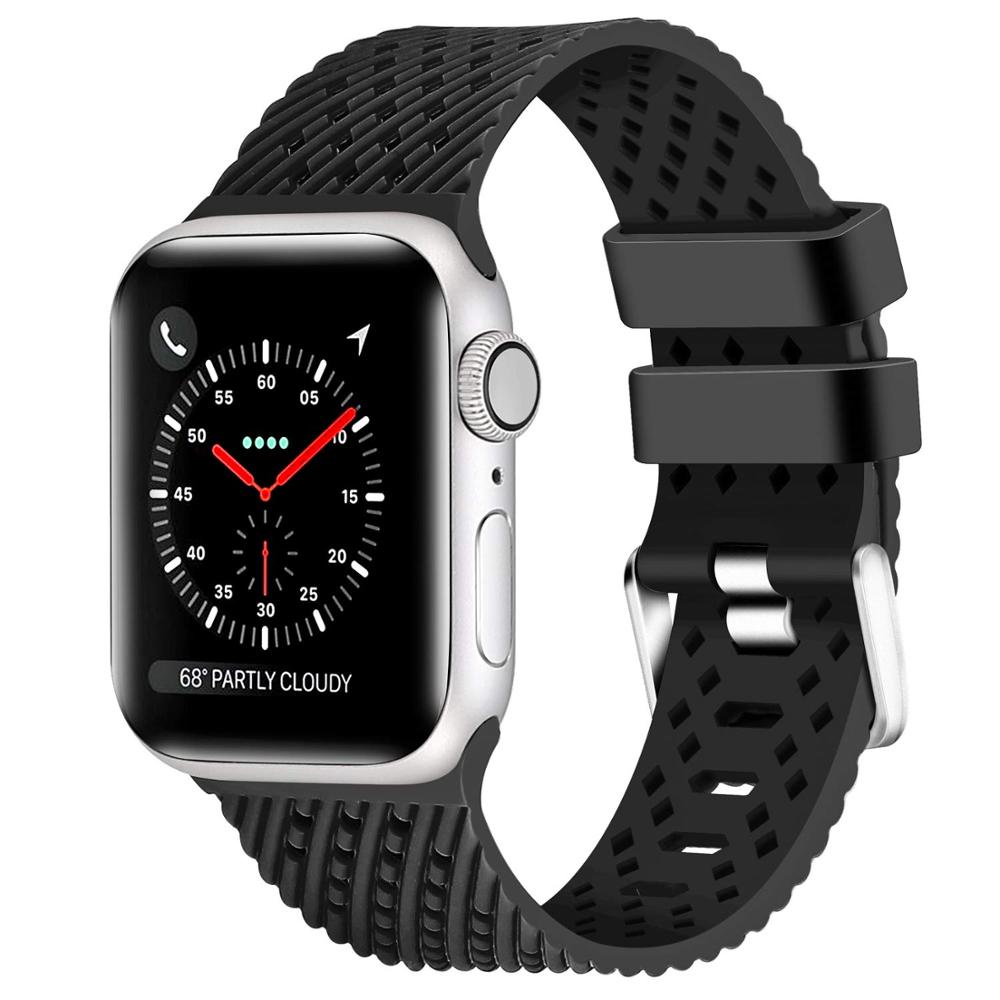 ☒Silicone Strap For Apple watch band 44mm 40mm 42mm 38mm correa 3D Texture belt watchband bracelet iwatch serie 6 5 4 3