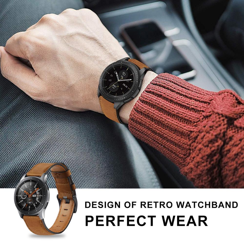 ☜✤Genuine Leather Strap For samsung Galaxy watch 3 46mm bracelet Gear S3 frontier bracelet Huawei watch 2 gte band 22mm