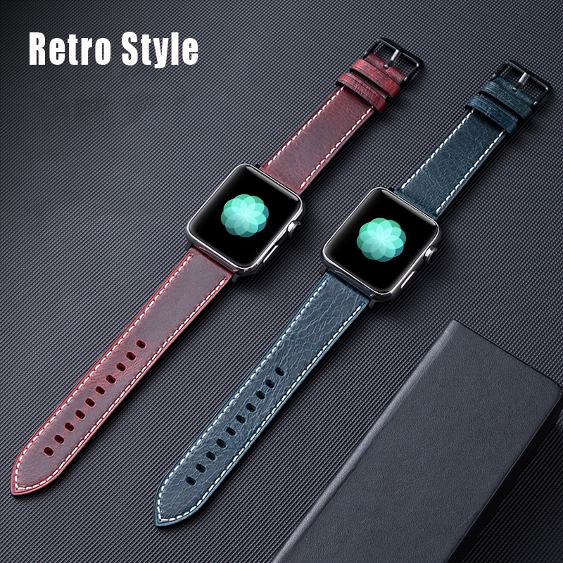 ▪☋Genuine Leather strap For apple watch se 6 5 4 3 watchband accessories iwatch band 42mm 38mm correa apple watch band 4