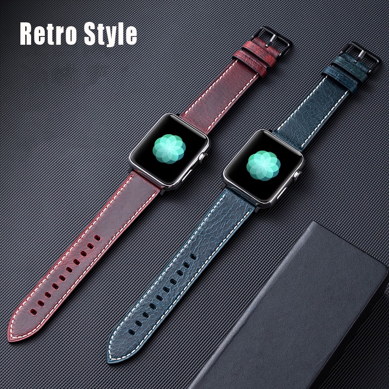 ▪☋Genuine Leather strap For apple watch se 6 5 4 3 watchband accessories iwatch band 42mm 38mm corre