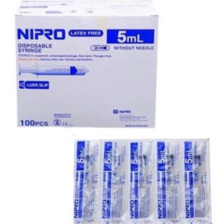 (พร้อมส่ง 100 ชิ้น)​ Nipro syringe 5 ml จำนวน 100 ชิ้น