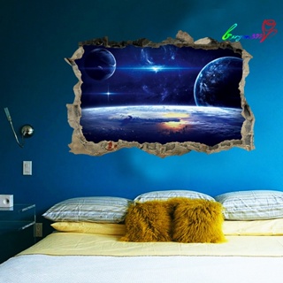 【AG】3D Universe Planet Break Wall Bedroom Living Room Wall Sticker Home Decor
