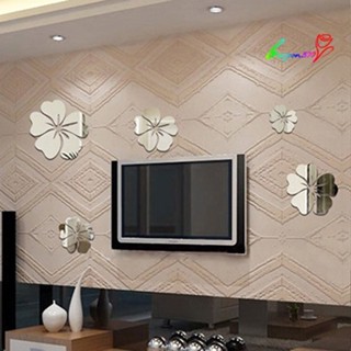 【AG】Fashion 5Pcs Flower 3D Art Mirror Wall Sticker Decal Office DIY Decor