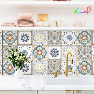 【AG】5Pcs Wall Sticker Decorative Waterproof Self-adhesive Vintage 3D Mosaic Background Wall Sticker for