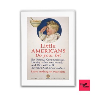 โปสเตอร์ตกแต่งห้อง ลาย Little Americans สไตล์วินเทจ