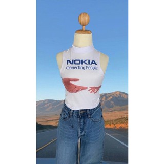 เสื้อยืดแขนสั้น Nokia เสื้อสไตล์y2k(ถ่ายจากสินค้าจริงพร้อมส่ง)