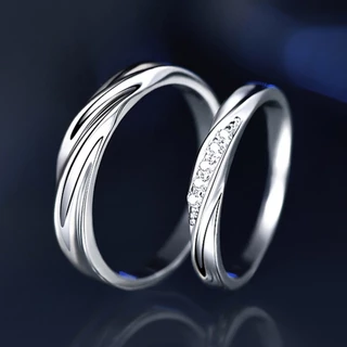 jewelry ชุดแหวน 2 วง ทองคำขาว แหวนแฟชั่นปรับได้ แหวนสุภาพสตรี น่ารัก เรียบง่าย แหวนคู่รัก เครื่องประดับ r2217