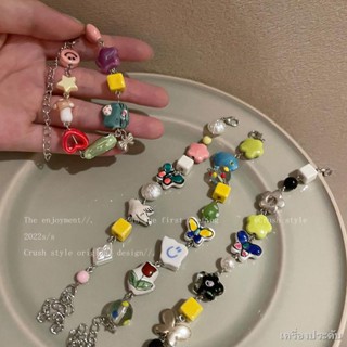 กำไลลูกปัด สร้อยข้อมือเซรามิกรูปผีเสื้อการ์ตูนน่ารักและน่ารักในช่วงฤดูร้อนของผู้หญิงในการออกแบบเฉพาะความรู้สึกสร้อยข้อมื