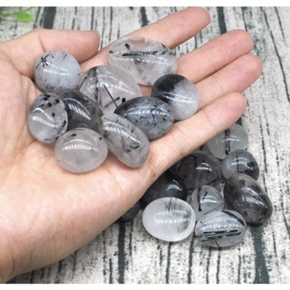 1 Pc Natural Round Black Quartz Rutilated 2-3 Cm Tumbled Stones Specimen Healing Crystals Minerals Gemstones Aquarium