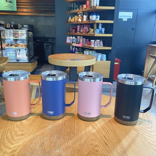 TYESO แก้วกาแฟรุ่นใหม่ล่าสุด 24oz mug แก้วสแตนเลสเก็บอุหภูมิมีหูจับ Tumbler 530ml/710mlแก้วเก็บความเย็น แก้วสแตนเลส