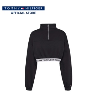 Tommy Hilfiger เสื้อครอปผู้หญิง รุ่น DW0DW14350 BDS - สีดำ