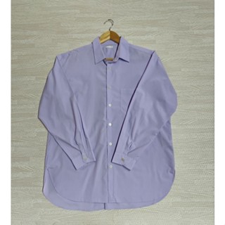 GU เสื้อเชิ้ต Oversize สีม่วงพาสเทล Size M อก 48" มือ2