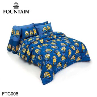 Fountain (ครบเซ็ต) ผ้าปูที่นอน+ผ้านวม 3.5ฟุต 5ฟุต 6ฟุต มินเนียน Minions FTC006 #ฟาวเท่น เครื่องนอน ชุดผ้าปู