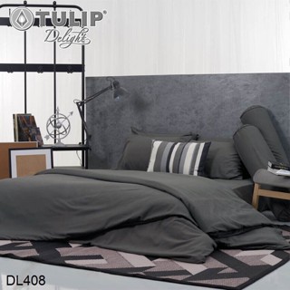 Tulip Delight ผ้าปูที่นอน (ไม่รวมผ้านวม) 5ฟุต 6ฟุต สีเทา GRAY DL408 #ทิวลิปดีไลท์ เครื่องนอน ชุดผ้าปู