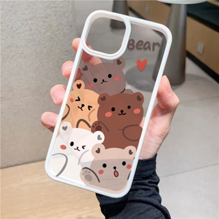 เคสโทรศัพท์มือถืออะคริลิคใส แบบแข็ง ลายหมี สําหรับ iphone 14 pro Max 11 13 12 7Plus 8 X XS Max