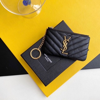 พรี​ ราคา2900 Ysl saint laurent กระเป๋าเศษสตางค์ 438386กระเป๋าสตางค์ หนังวัว13*7.5*2cm