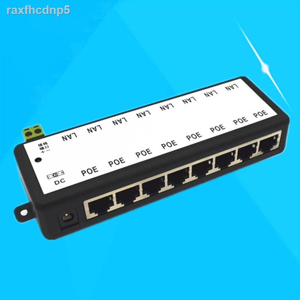 Network CCTV Module 12-48V Injector Splitter Camera POE Ethernet 8 Ports Power Supply Box