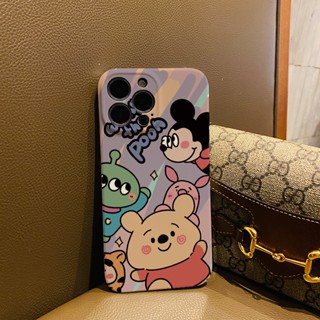 ฟิล์มแข็ง เคส iphone 14 pro Max 11 13 12 7Plus 8 X XS Max น่ารัก วินนี่ เดอะ พูห์ มิกกี้ เคสกันกระแทก