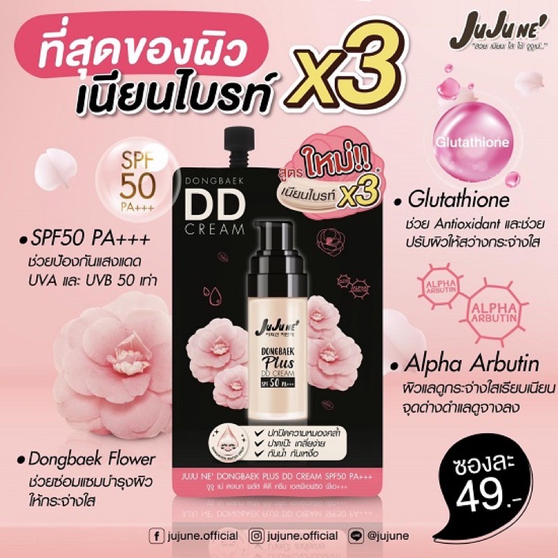 JUJU NE' DONGBAEK จูจูเน่ ดงเบก ดีดี ครีม SPF50 PA+++
