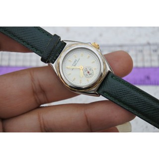 นาฬิกา Vintage มือสองญี่ปุ่น LIOBE ระบบ QUARTZ ผู้หญิง ทรงกลม กรอบเงิน หน้าขาว หน้าปัด 27มม