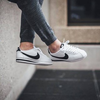 ◊รองเท้าผ้าใบ Nike Cortez ของแท้  สีขาวแถบดำ ปี63รองเท้าผ้าใบผู้ชาย